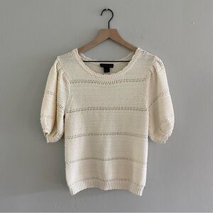House of Harlow 1960 Ivory Knit Short Sleeve Sweater Top